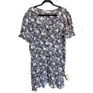 Maurices XXL Navy Blue White Artsy Geometric Midi Dress Summer Vacation